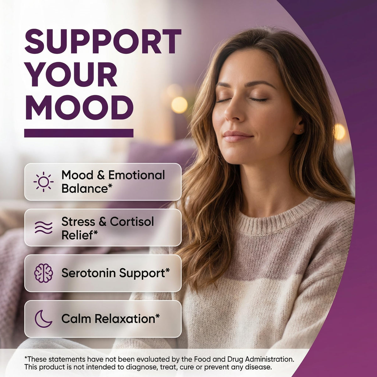 AuraZen Mood Support Saffron Gummies L-Theanine Ashwagandha Rhodiola St John's Wort Lions Mane GABA Vitamin D Magnesium Supplement | Calm Vegan Plant-Based Herbal Gummy By Clean Nutra