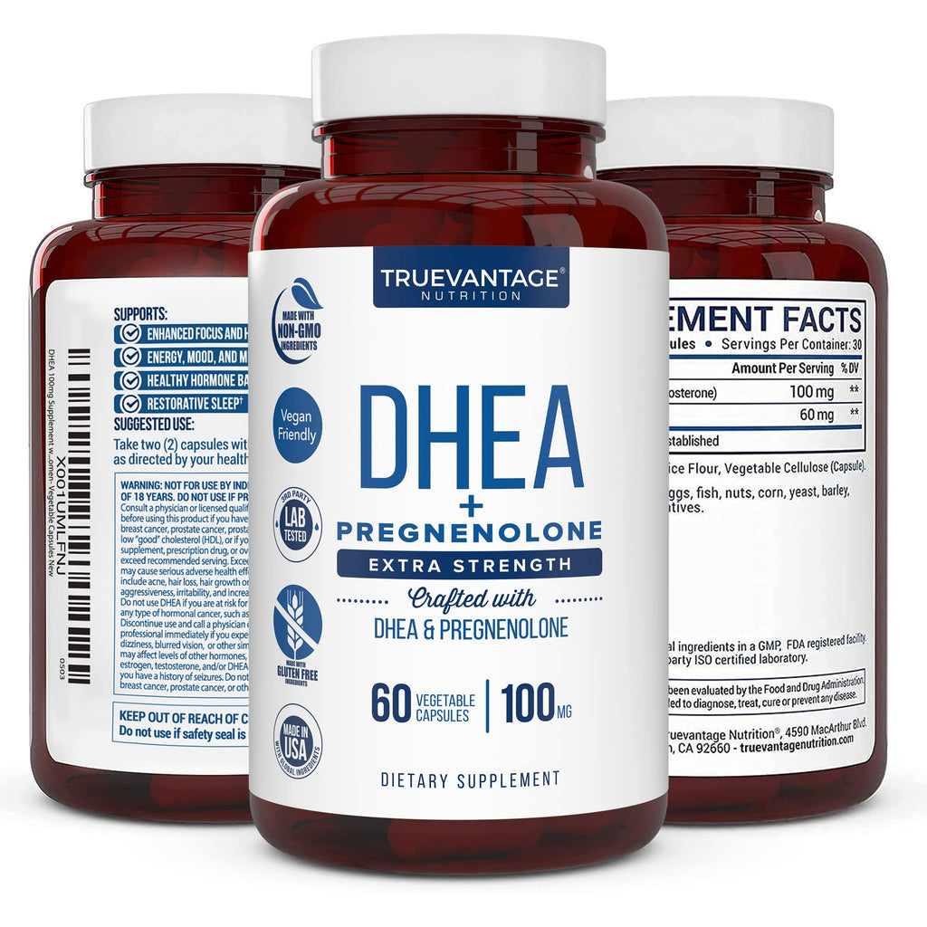 Truevantage DHEA 100 mg + Pregnenolone 60 mg - for Men and Women