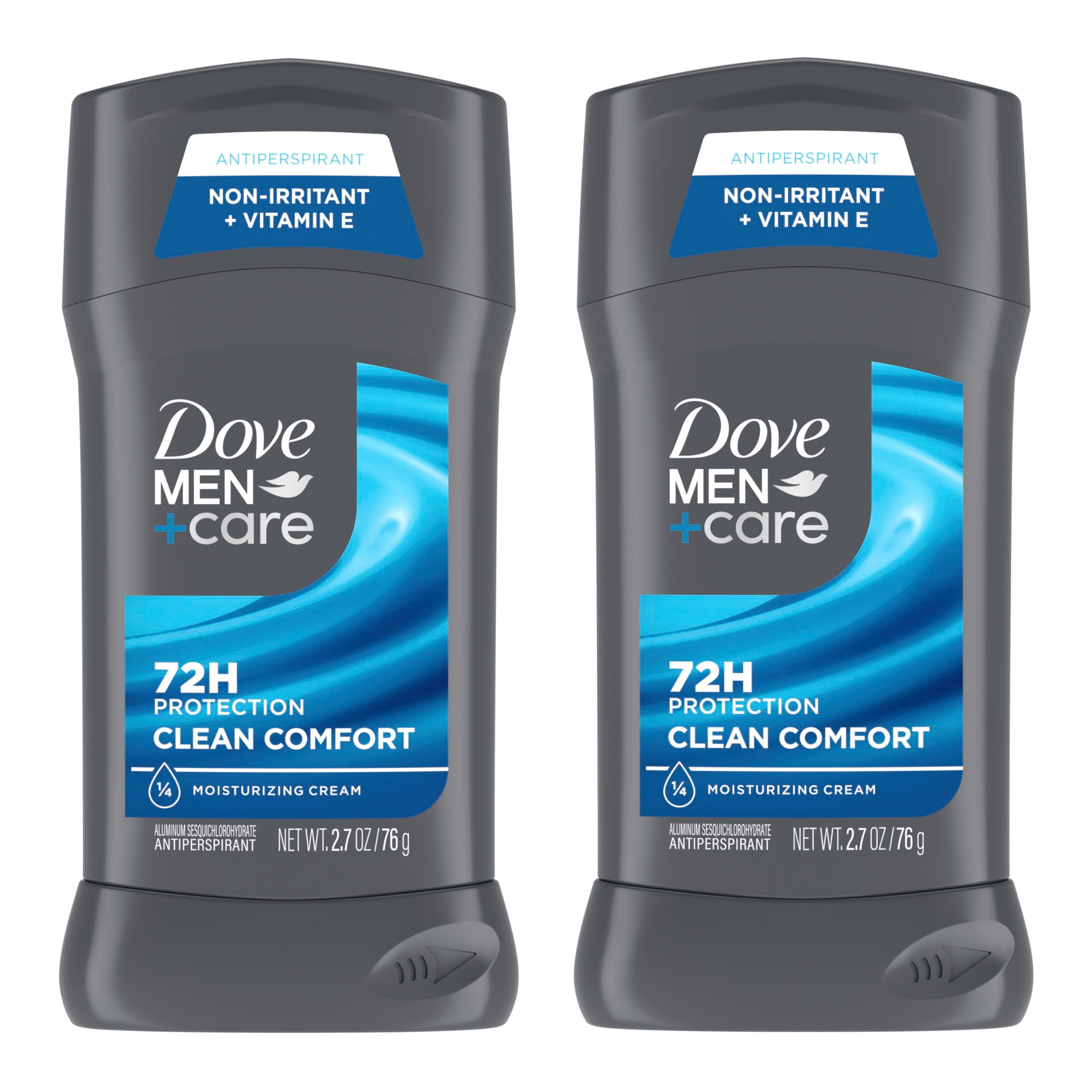 DOVE MEN + CARE Antiperspirant Deodorant Stick Clean Comfort Twin Pack 72-Hour Sweat & Odor Protection Antiperspirant for Men With 1/4 Moisturizing Cream 2.7 oz | Antiperspirant for Men With 1/4 Moisturizing Cream, 72-Hour Sweat & Odor Protection