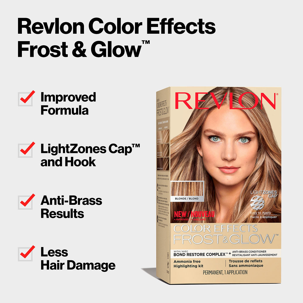 Revlon Color Effects Frost and Glow Hair Highlight Kit, 20 Blonde, 1 Pack | Permanent highlighting kit for at-home hair highlights; ammonia free and paraben free. Permanent hair color and hair dye.