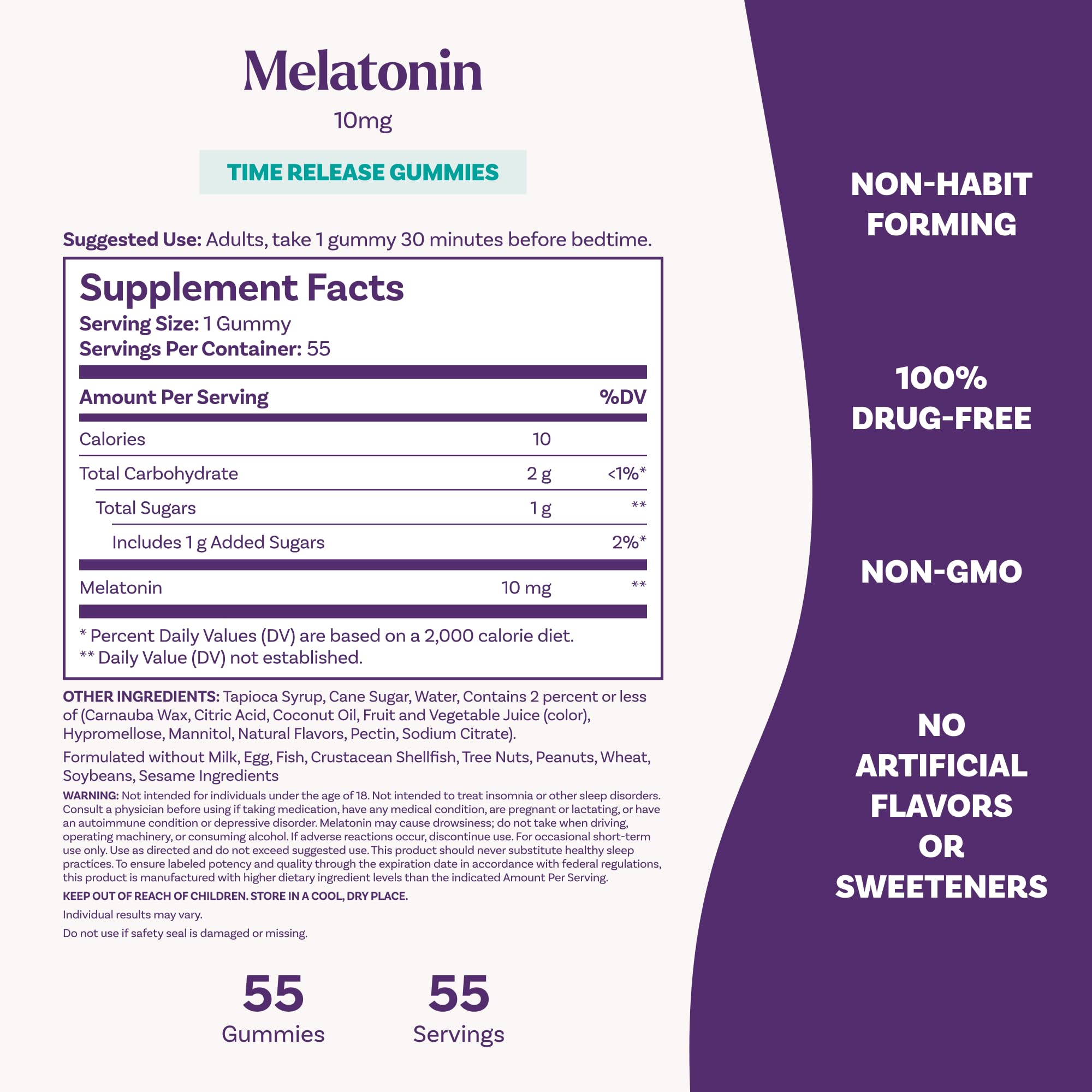 Natrol Time Release 10mg Melatonin Gummies, Sleep Aid, Strawberry, 55 Count | Dietary Supplement to Minimize Wake Ups, 100% Drug-Free, Non-Habit Forming, For Occasional Sleeplessness, 55 Day Supply