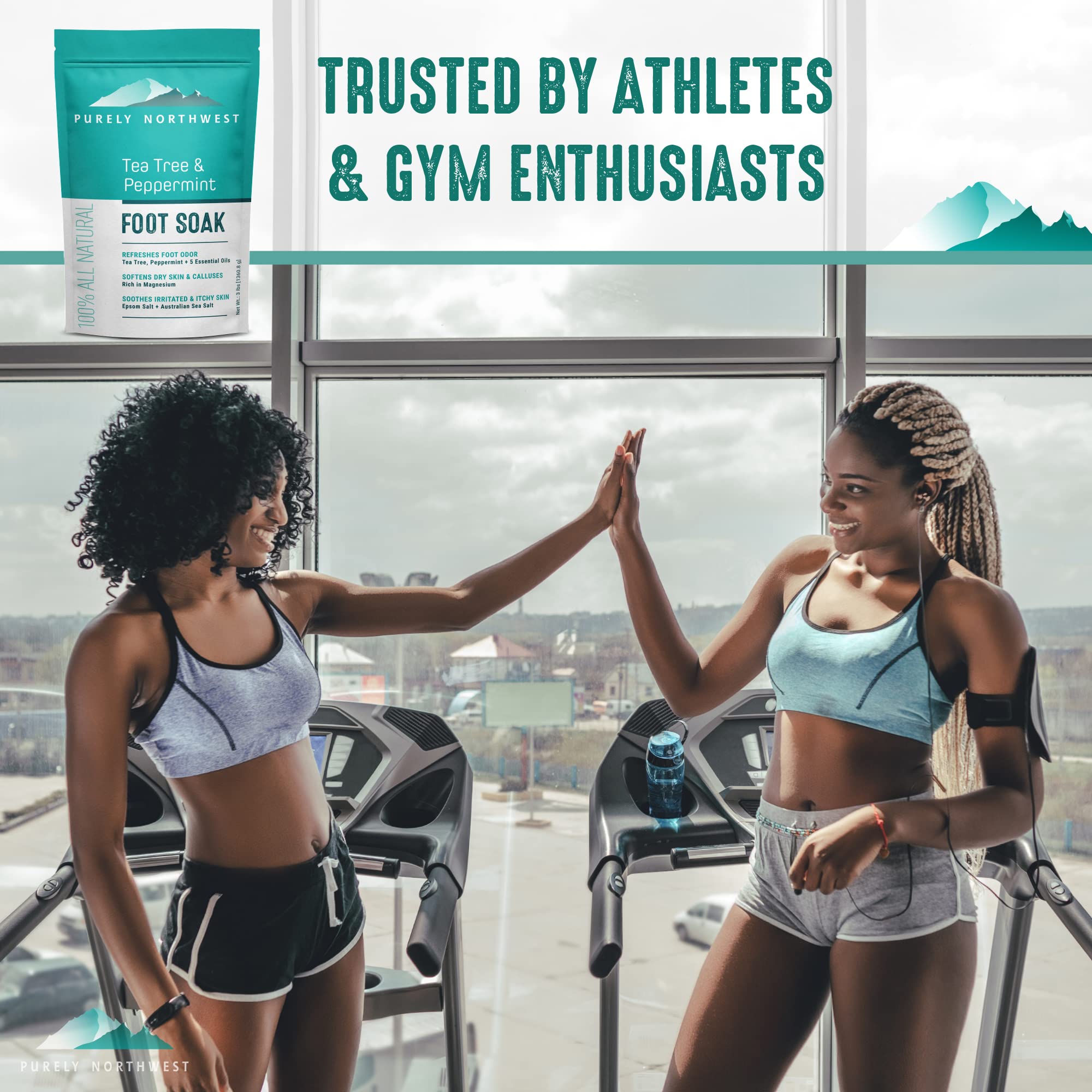 Purely Northwest-Tea Tree, Peppermint, MSM & Epsom Salt Foot Soak-for Stubborn Foot Odor, Burning & Itching associated with Athletes Foot- Softens Dry Skin & Calloused Heels-1 Pound