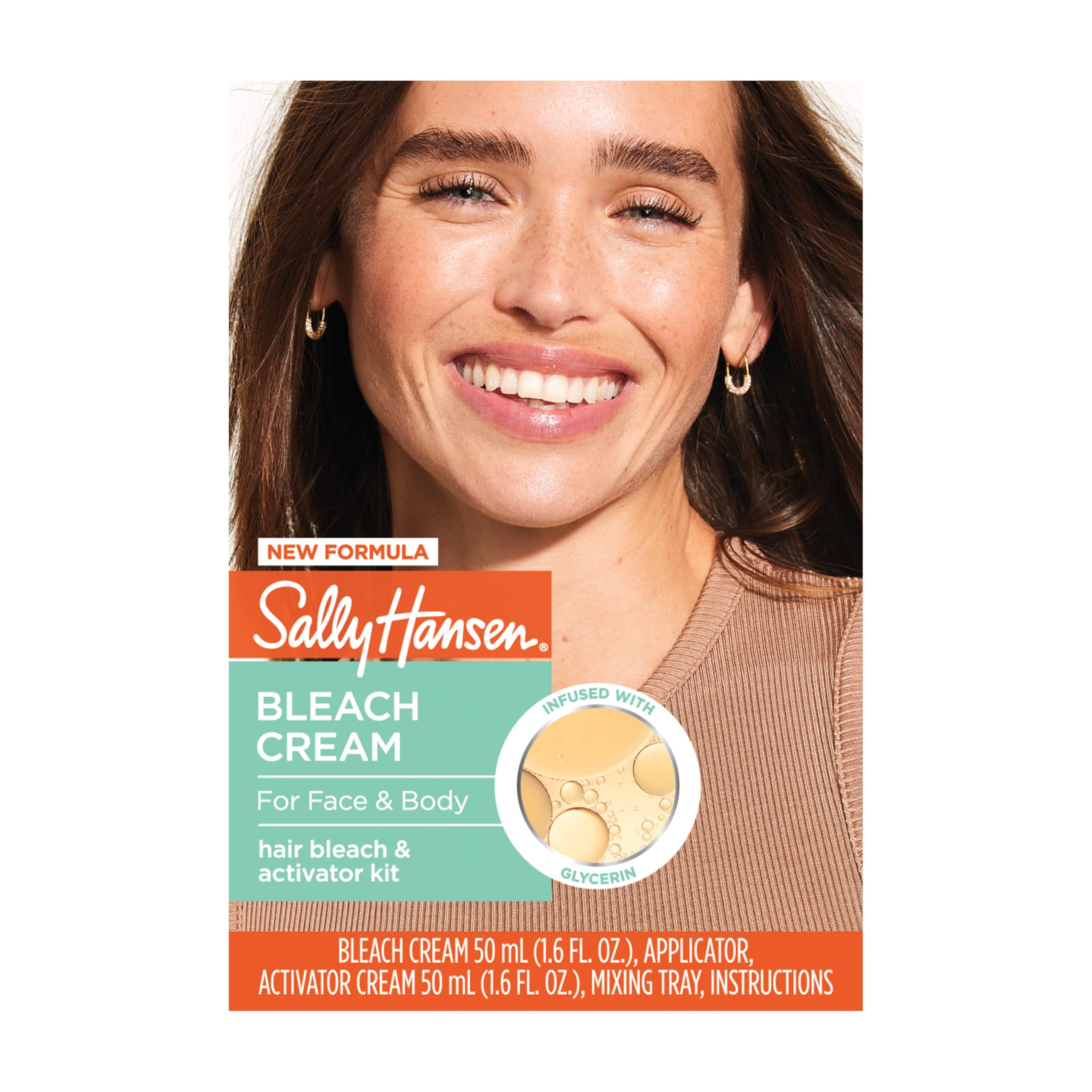 Sally Hansen Bleach Cream for Facial & Body Hair | Vegan Formula with Glycerin | All Skin Types