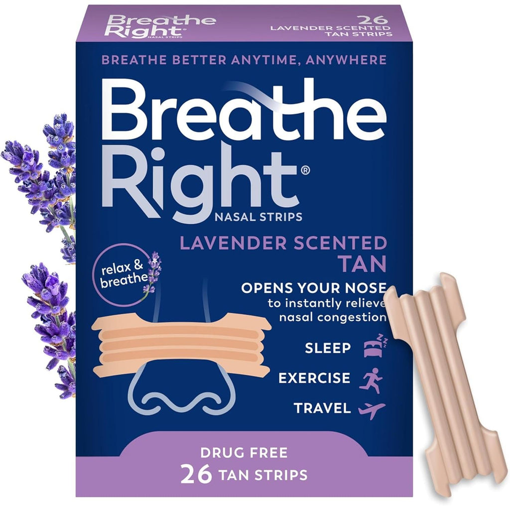 Buy now Breathe Right Nasal Strips Lavender Scent Extra Strength Tan Nasal Strips Help Stop Snoring Drug-Free Snoring Solution & Nasal Congestion Relief Caused By Colds & Allergies 26ct (packaging may vary) Lavender at indiglob india