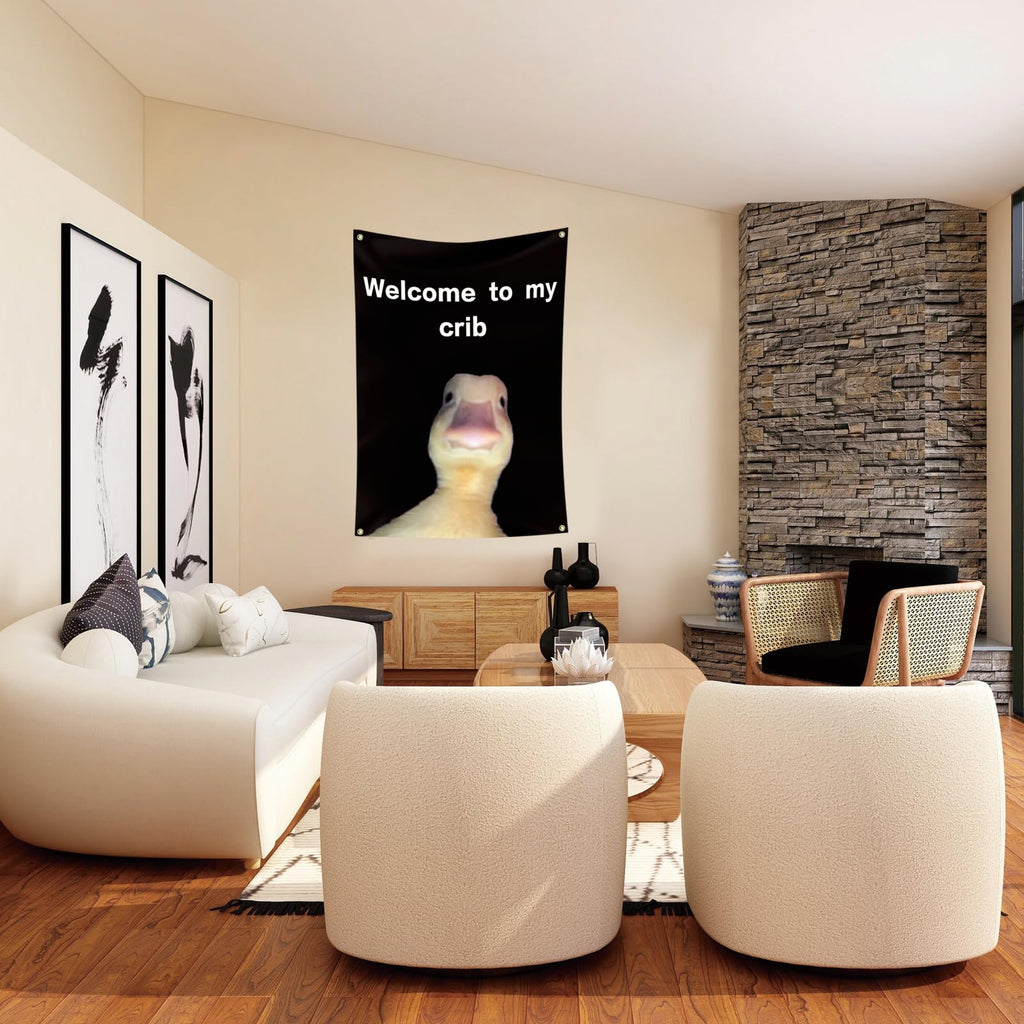 Welcome to My Crib Flag 2x3 Feet Funny Flags for Room Durable Man Cave Wall Flag with Brass Grommets for College Dorm Room Decor,Outdoor,Parties