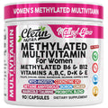 Methylated Multivitamin for Women Vitamins B6 Methyl B12 A B C D K E Folate Choline Omega 3 Thiamine Riboflavin Iron Iodine Magnesium Zinc Selenium Copper Calcium 90 Capsules by Clean Nutra