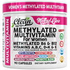 Methylated Multivitamin for Women Vitamins B6 Methyl B12 A B C D K E Folate Choline Omega 3 Thiamine Riboflavin Iron Iodine Magnesium Zinc Selenium Copper Calcium 90 Capsules by Clean Nutra