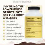Ancestral Supplements Grass Fed Beef Colostrum Supplement, 3000mg, 180 Ct | Bovine colostrum capsules support immune health, gut health, athletic performance and healthy iron levels.