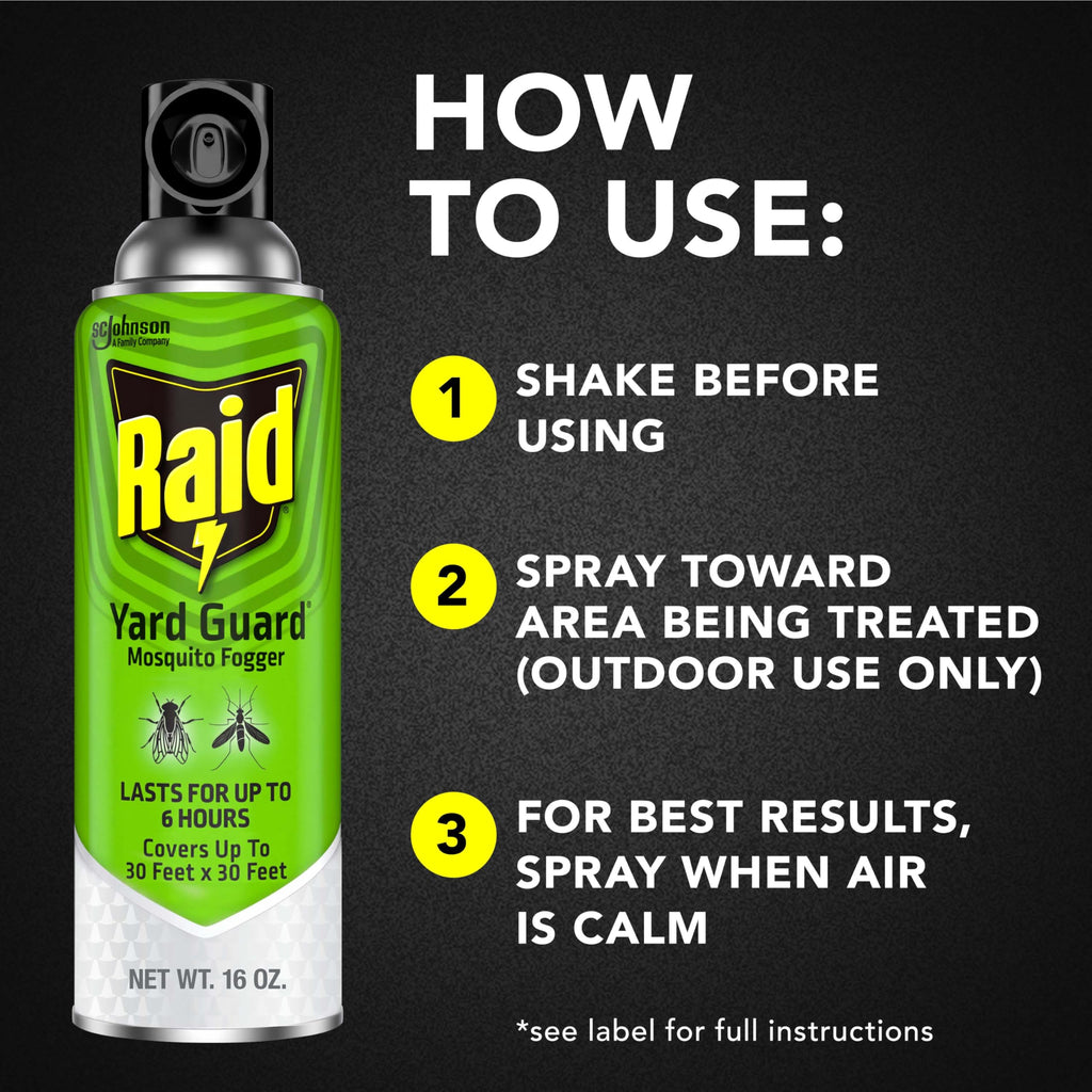 Buy now Raid Outdoor Yard Guard Mosquito Fogger, Area Insect Repellent, Kills On Contact, Control Mosquitoes up to 6 Hours, Covers up to 30 sq ft, Fast-Acting Yard and Garden Treatment, 16 oz at indiglob india