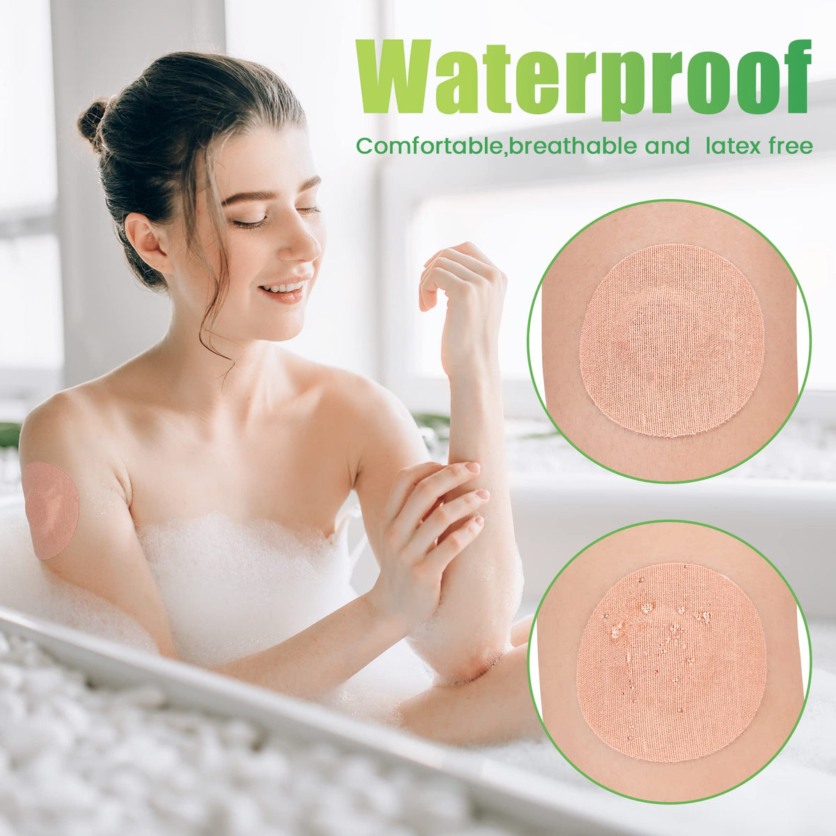 PPMAK-40 PCS Sensor Covers for Libre 2/3-Adhesive Patches-Waterproof CGM Tape No Glue On The Center-Color Tan and Long Lasting (40 PCS)