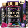 Biotin Gummies for Hair Growth Support - for Women & Men - Berry, Pack of 2 | Biotin 10000mcg, Collagen, Keratin, Hyaluronic Acid, B-Complex, Saw Palmetto - Hair, Skin & Nail Strengt Support - Sugar-Free