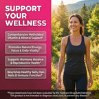 Methylated Multivitamin for Women Vitamins B6 Methyl B12 A B C D K E Folate Choline Omega 3 Thiamine Riboflavin Iron Iodine Magnesium Zinc Selenium Copper Calcium 90 Capsules by Clean Nutra
