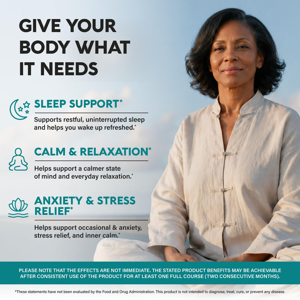 GABA L-Theanine Supplement 900 mg - Calm, Sleep & Relaxation - 120 Caps | GABA 750 mg, L-Theanine 150 mg with Magnesium & Vitamin B6 - Melatonin-Free & Non-Habit Forming - Vegan, Laboratory Tested