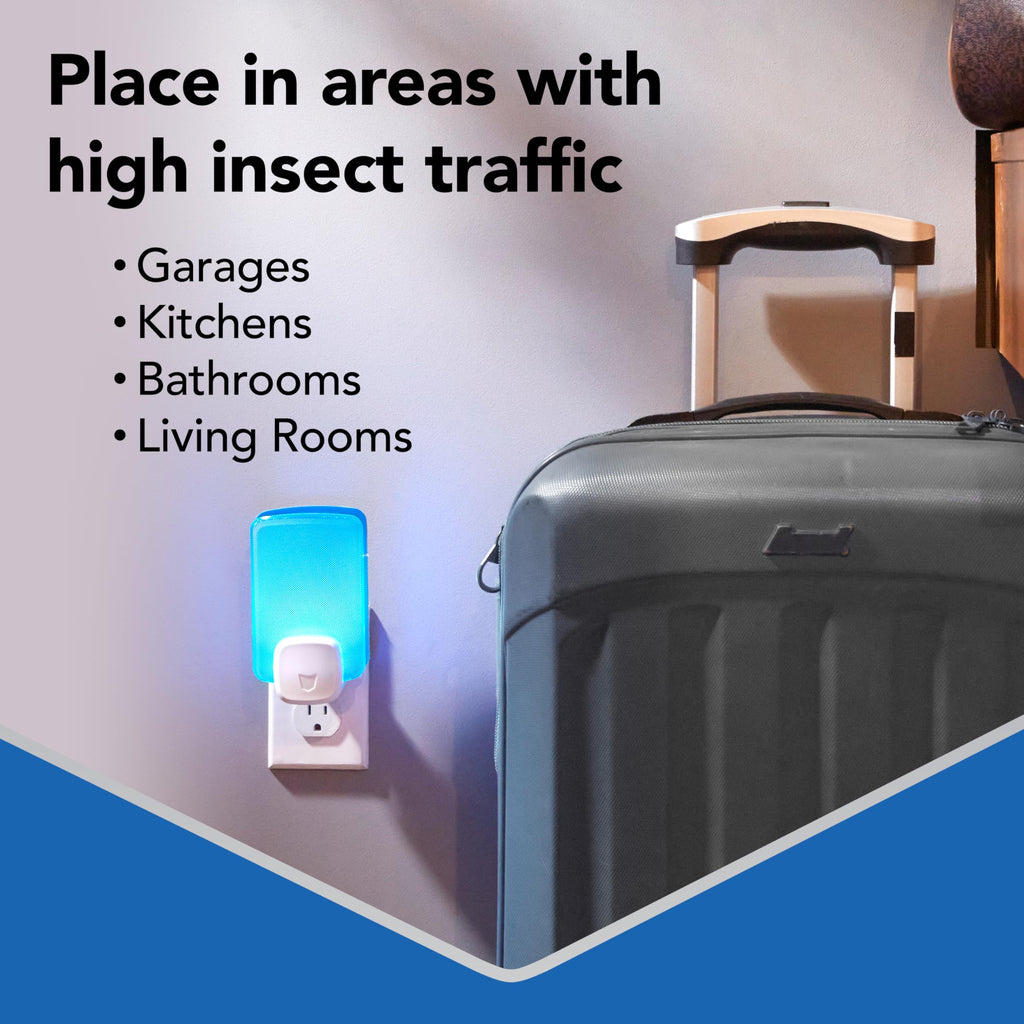 Raid Essentials Flying Insect Light Trap Starter Kit, 2 Plug-in Devices + 2 Cartridges, Featuring Light Powered Attraction