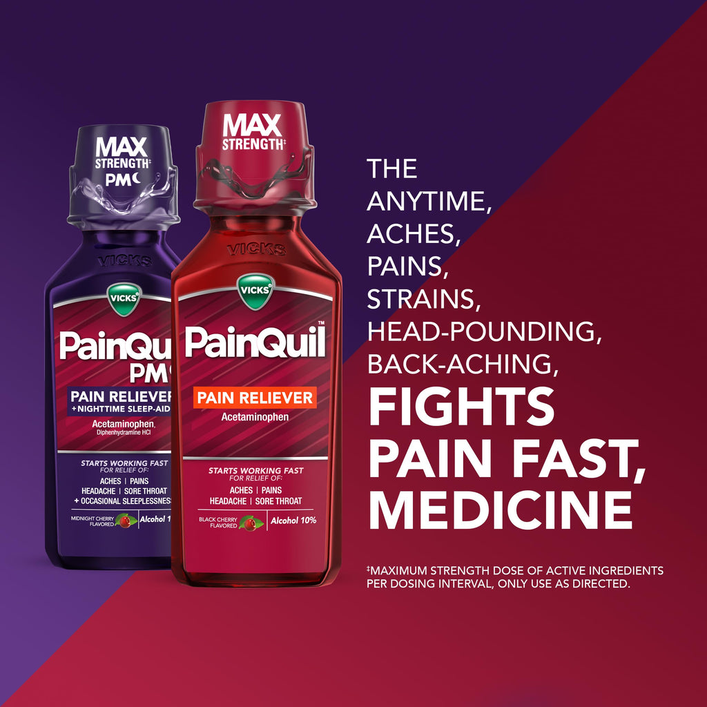 Buy now Vicks PainQuil & PainQuil PM Pain Relief Liquid, 1000mg Acetaminophen, 2x12 oz at indiglob india
