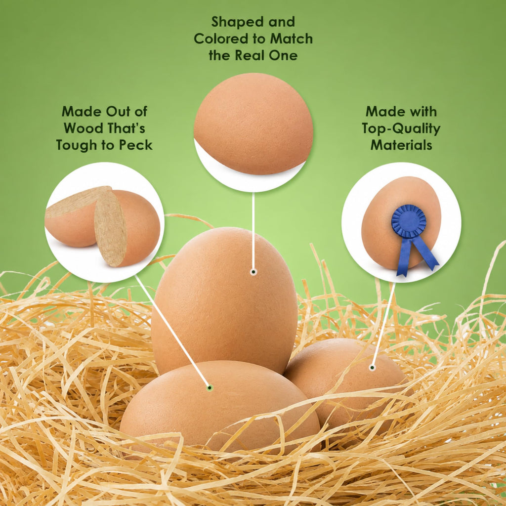 SunGrow Fake Eggs for Laying Hens in Chicken Coop, Train to Lay Inside Nest Box, Beige, 4 Pcs per Pack