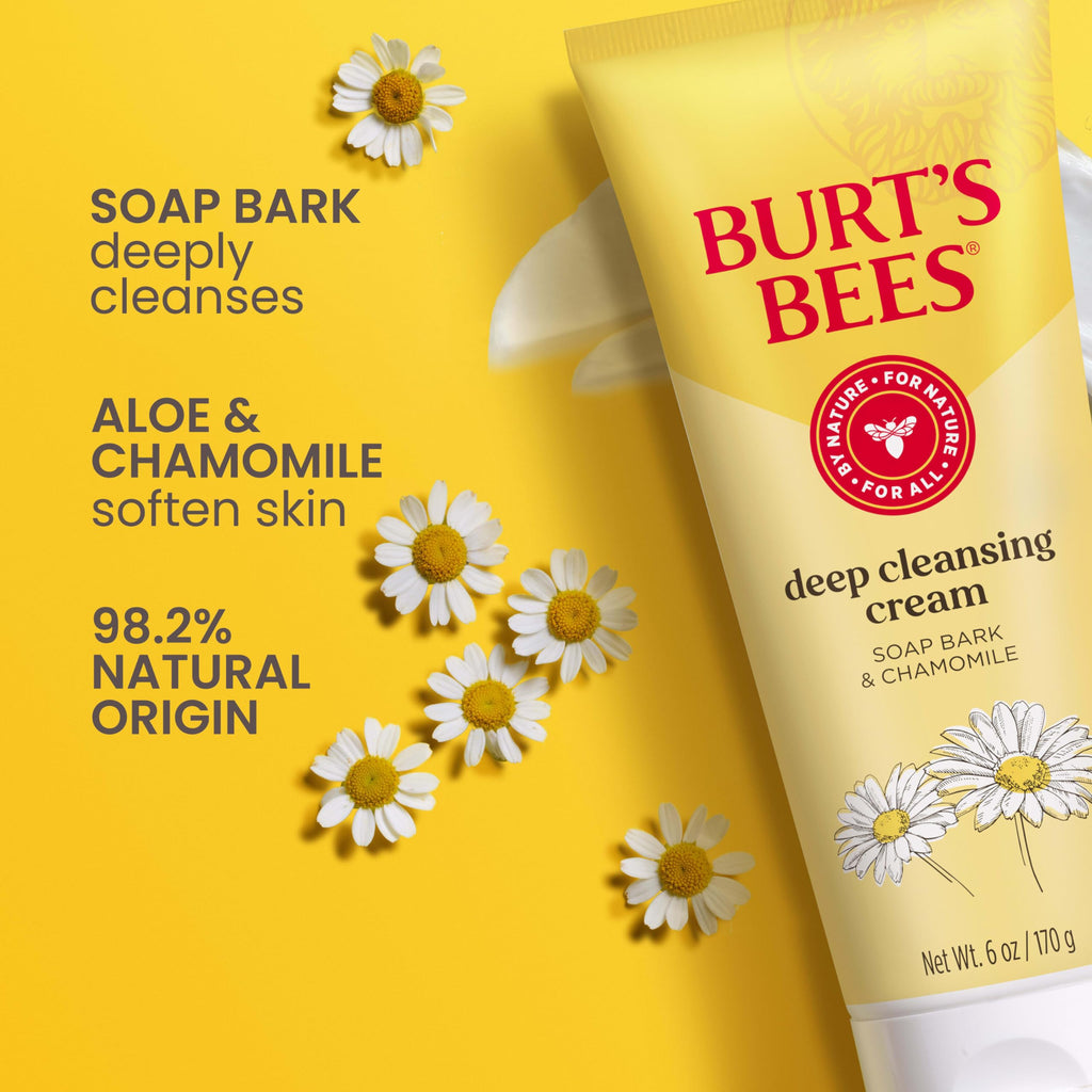 Buy now Burt's Bees Face Wash, Deep Facial Cleansing Cream, College Back to School Dorm Essentials, All Natural Cleanser with Chamomile, 6 Ounce (Pack of 3) (Packaging May Vary) at indiglob india