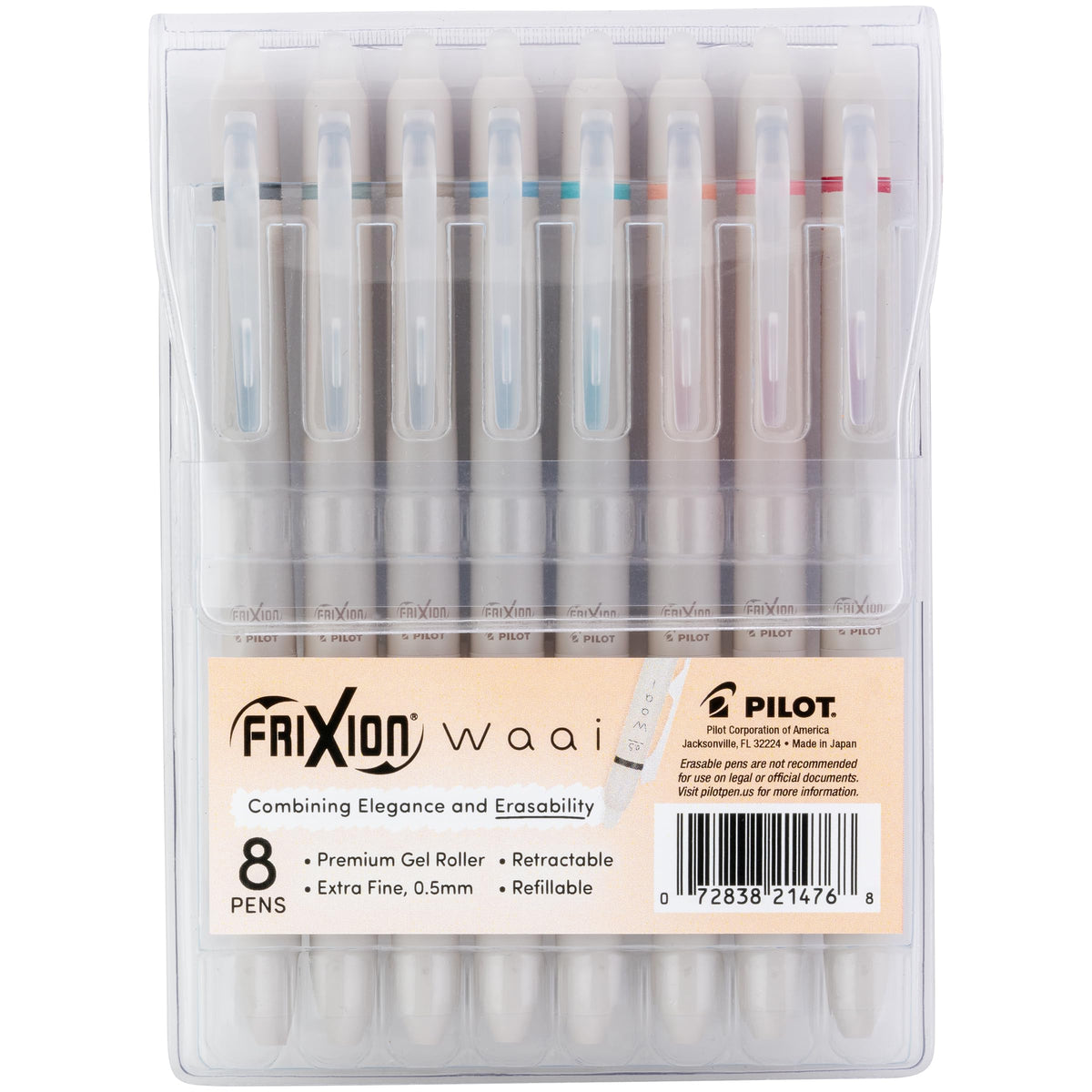 PILOT FriXion Waai Erasable Gel Ink Pens 0.5mm, Assorted Color Inks, 8-Pack