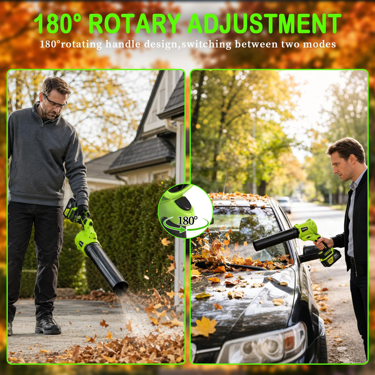 Cordless Leaf Blower Lightweight Handheld Blowers for Lawn Care, Green