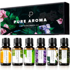 Buy now Essential Oils Set by Pure Aroma - Top 6 Aromatherapy Oils Gift Set-6 Pack, 10ml (Eucalyptus, Lavender, Lemongrass, Sweet Orange, Peppermint, Tea Tree) Default at indiglob india