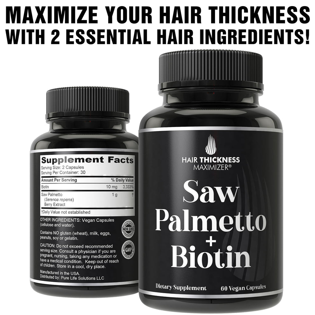 Saw Palmetto + Biotin 2-in-1 Advanced Combo for Hair Growth. DHT Blocker