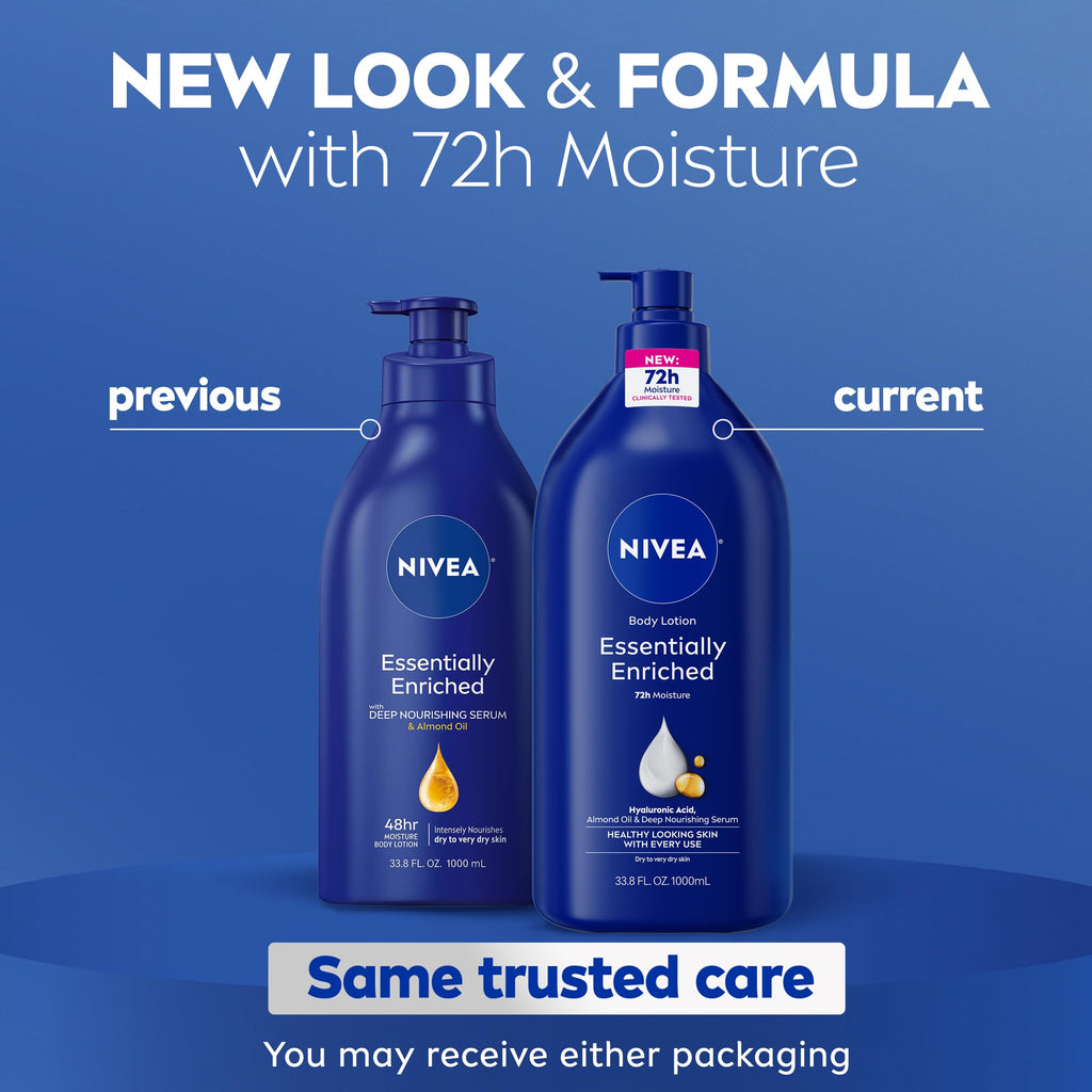 NIVEA Essentially Enriched Body Lotion Very Dry Skin, 33.8 Fl Oz Value Size