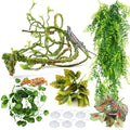 Reptile Plants, Terrarium Hanging Plant Vines Artificial Leaves Reptile Hide, Leopard Gecko Tank Accessories, Terrarium Decorations for Bearded Dragon Lizard Snake Geckos Chameleon