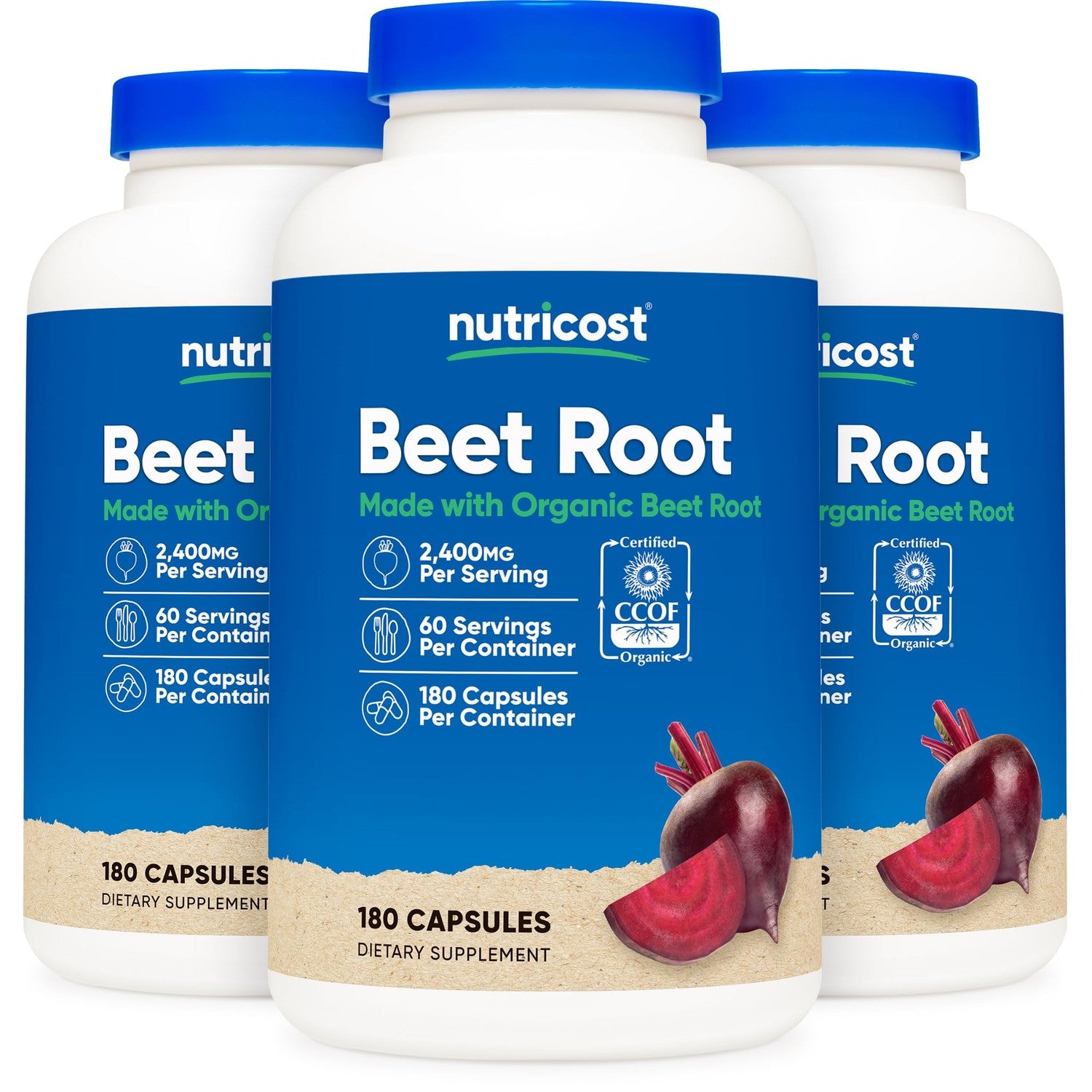 Nutricost Beet Root 2400mg, 180 Capsules, CCOF Certified Made with Organic | Superfood, 60 Servings
