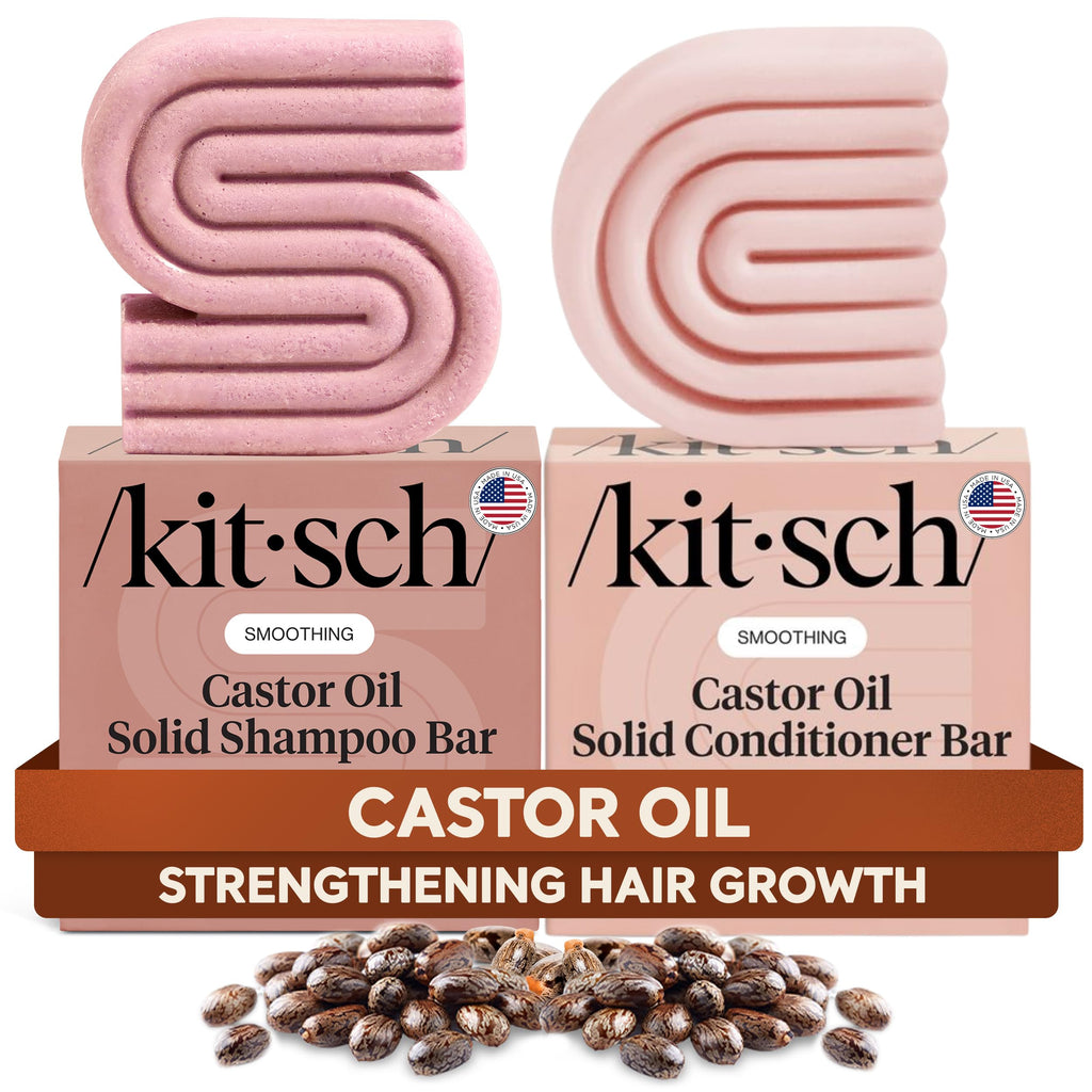 Buy now Kitsch Castor Oil Shampoo and Conditioner Set - Organic Castor Oil Hair Care for Dull & Dry Hair - Nourishing Bar Soap for Hair Growth - Free of Sulfate, Silicone, & Paraben - Made in USA - 2pcs at indiglob india
