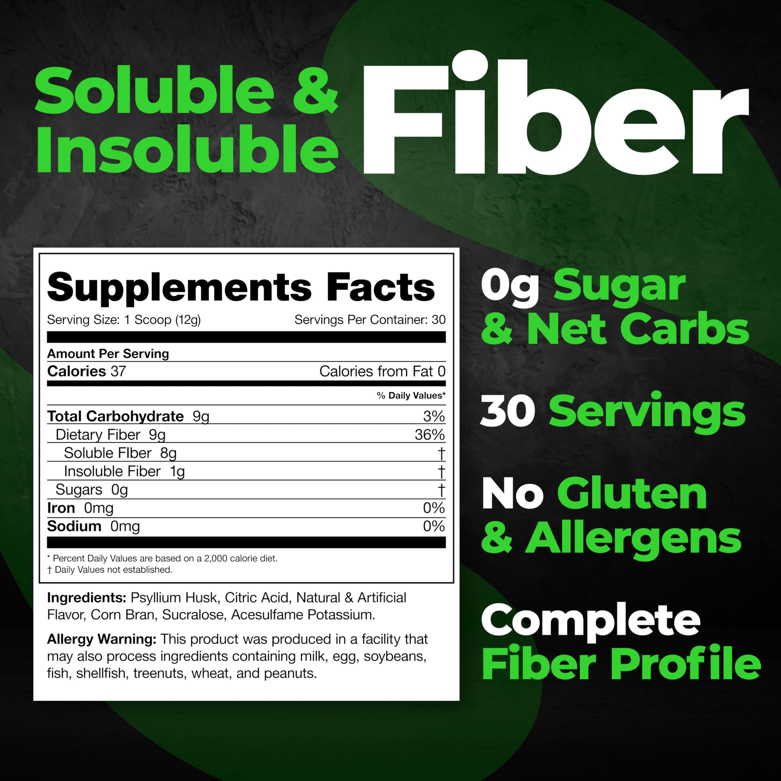 Species Nutrition Fiberlyze Fiber Supplement, Psyllium Based Soluble & Insoluble Fiber Powder for Healthy Colon, Digestive Functions (Fruit Punch, 30 Servings)