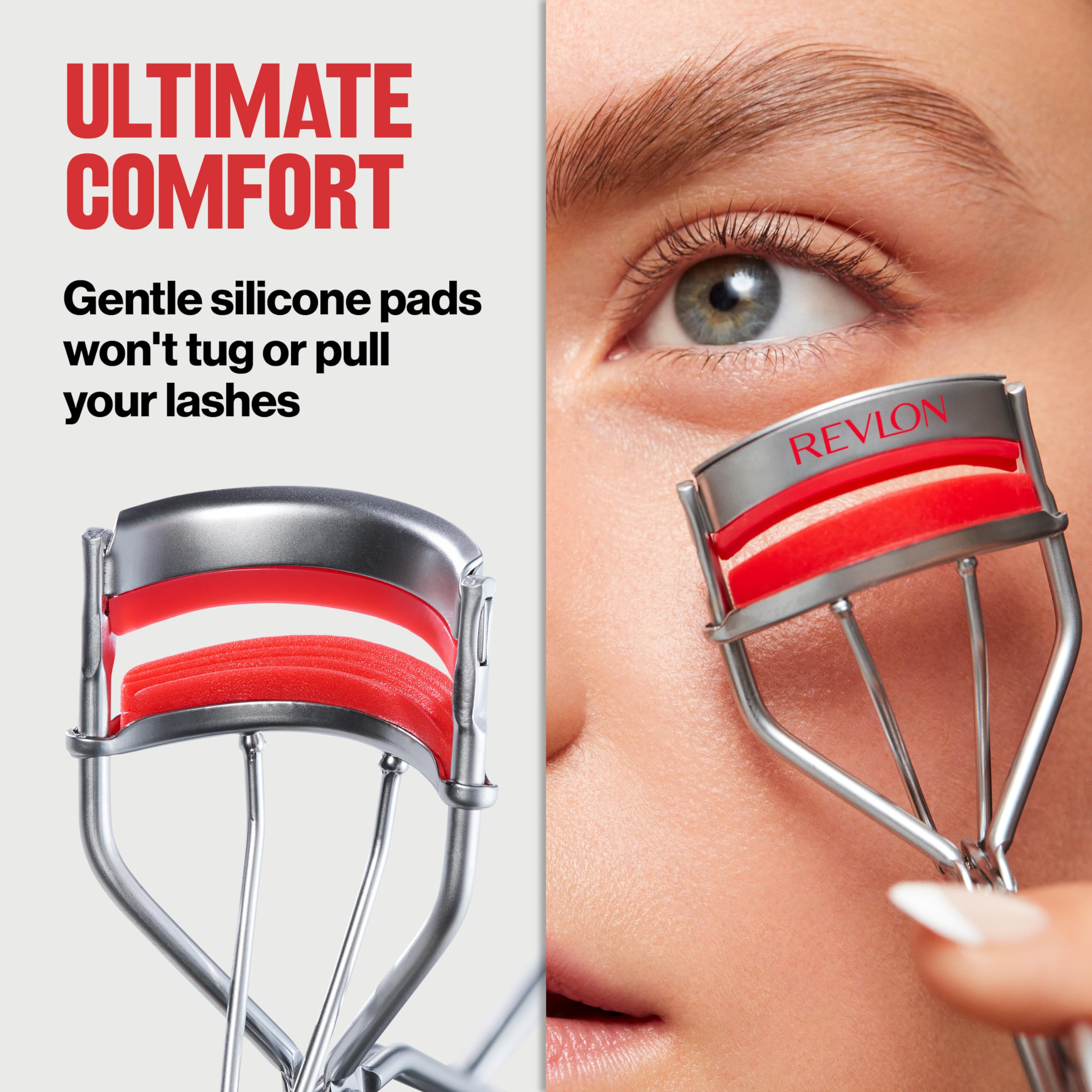Buy now Revlon Triple-Stepped Lash Curler, Eyelash Lift For a Super-Curled Look in One Squeeze, 3-Tiered Pads for Gentle, Tug-Free Curling, 1 Count at indiglob india