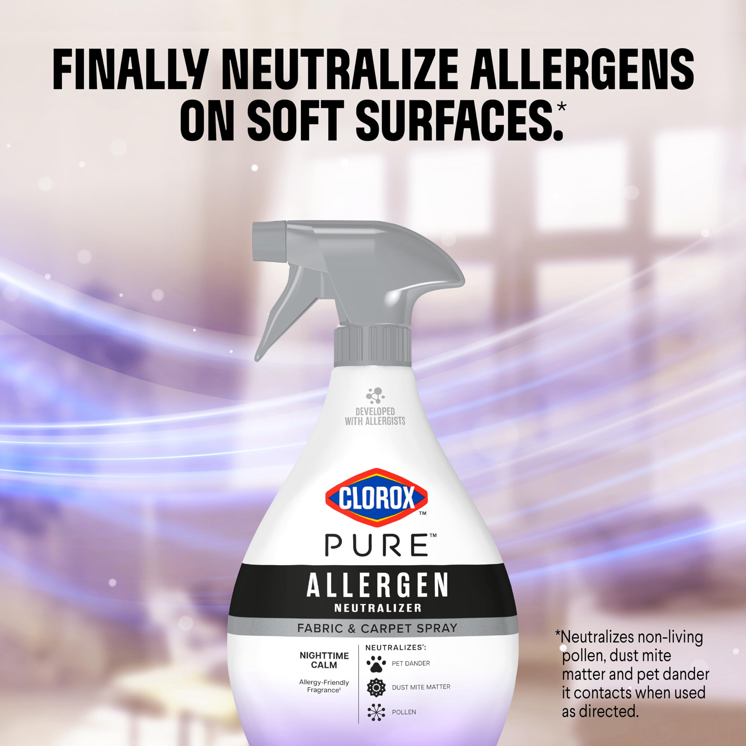 Buy now Clorox PURE Allergen Neutralizer Fabric and Carpet Spray, Nighttime Calm, 26 Fluid Ounces at indiglob india