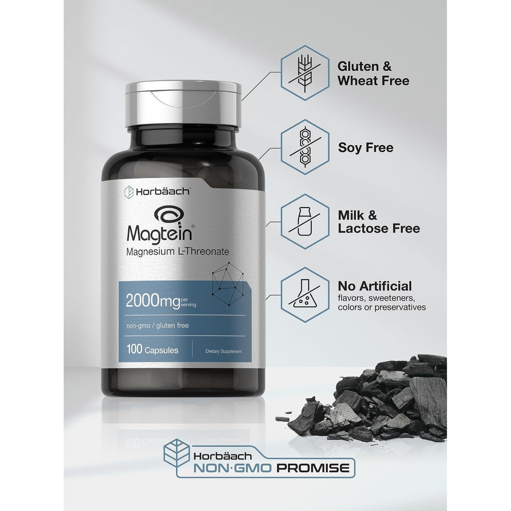 Horbäach Magtein Magnesium L-Threonate | 2000mg Supplement | 100 Capsules