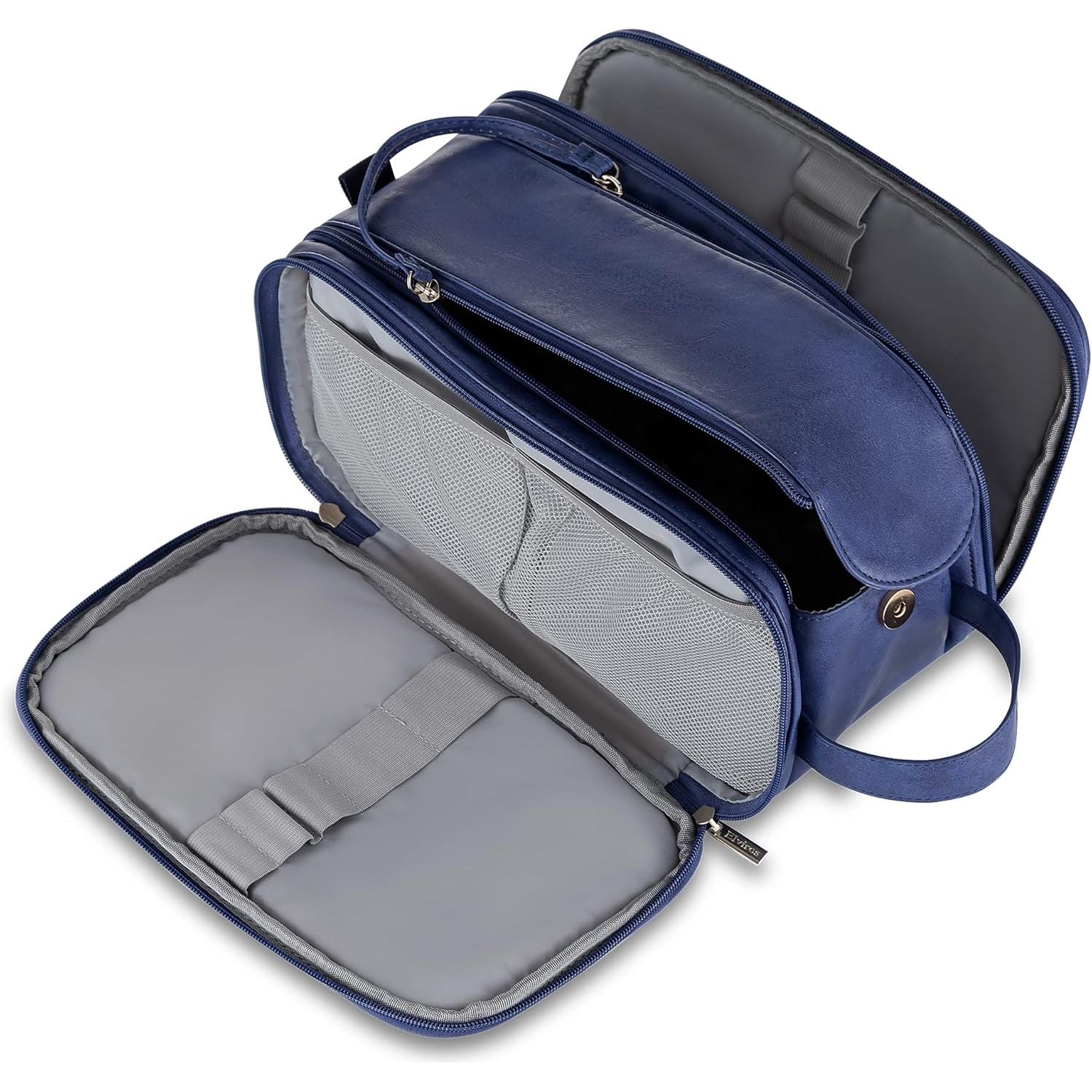 Buy now Elviros Toiletry Bag for Men, Large Travel Shaving Dopp Kit Water-resistant Bathroom Toiletries Organizer PU Leather Cosmetic Bags Large (Pack of 1) Blue at indiglob india