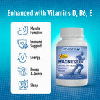 MGSPORT Magnesium Supplement 380mg, 60 Servings | High Intracellular Absorption Complex Formula, With Vitamins B6, D, E, Supports Muscle Function, Supports Sleep Quality