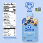 Gerber Stage 2 Baby Food, Banana Blueberry Puree Pouch, 2 Servings of Fruit, No Added Sweetener, No Artificial Colors or Flavors, 12-Pack