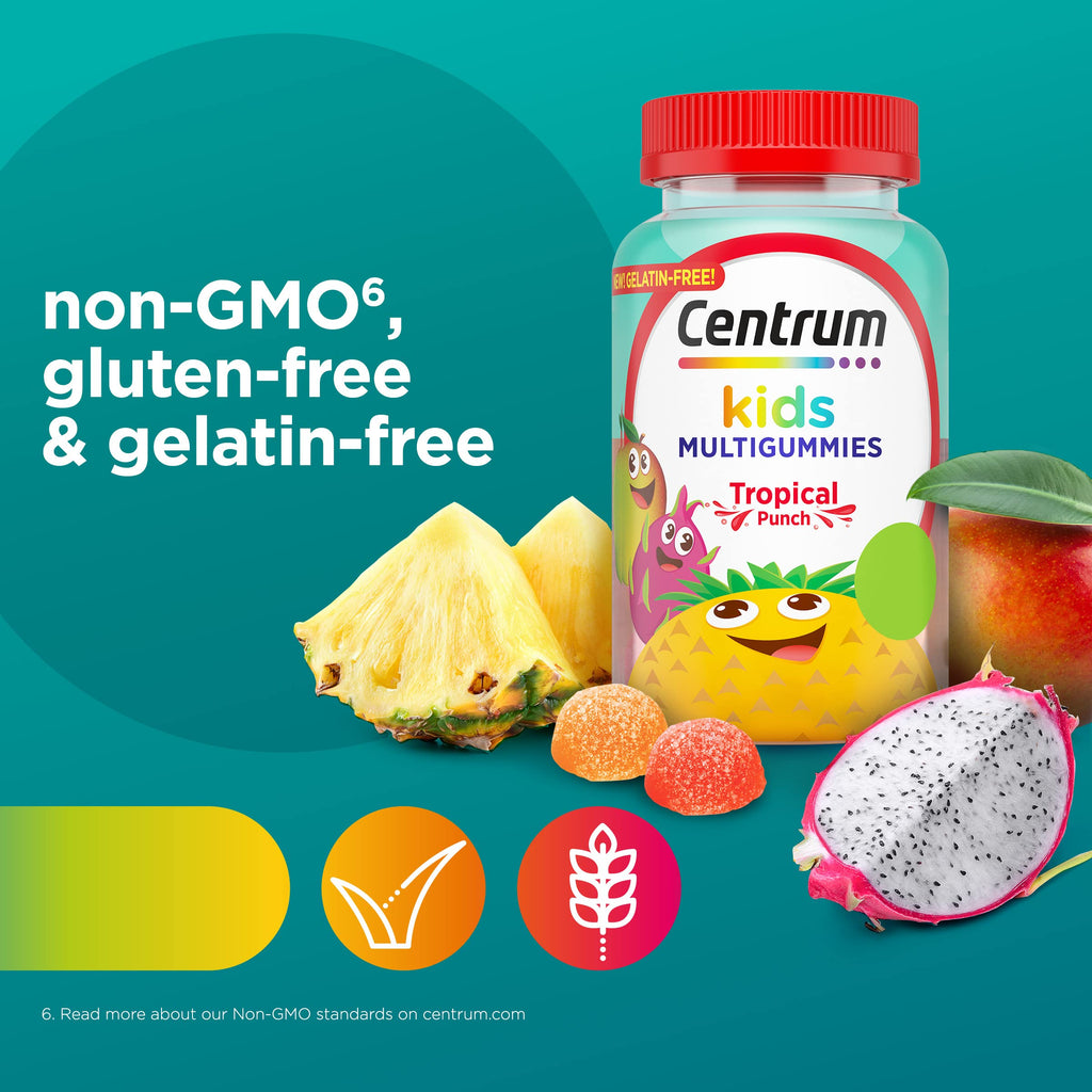 Centrum Kids Multivitamin Gummies, Tropical Punch Flavor, 150 Tablets | Contains B Vitamins, Vitamin C, Vitamin D, and Vitamin E, Supports Immunity, Energy, Growth and Development