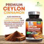 Organic Ceylon Cinnamon Capsules - Extra Strength Certified Organic Ceylon Cinnamon Supplement 1800mg Per Serving - Energy & Heart Support Antioxidant Pill for Women & Men, Bottled USA - 120 Capsules
