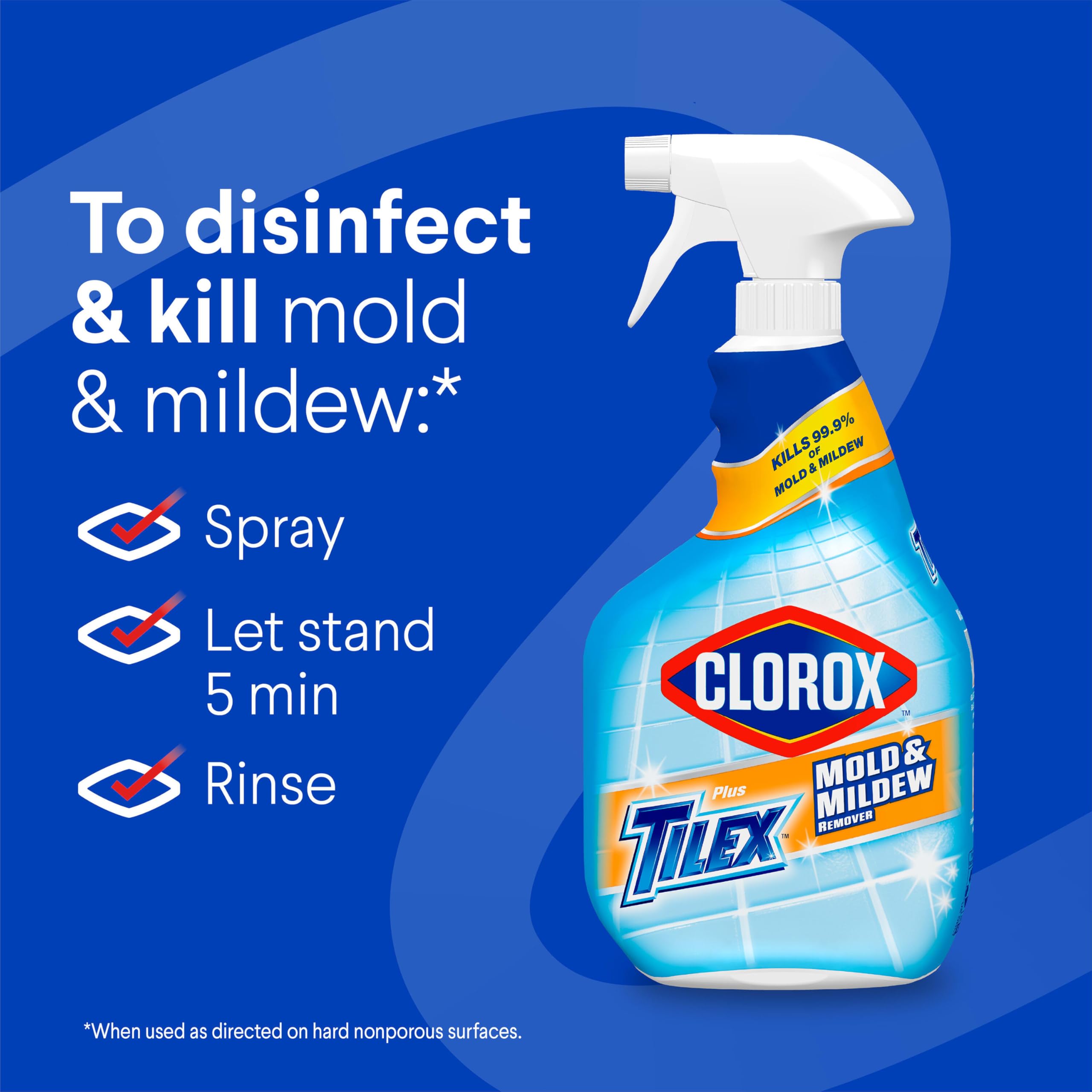 Buy now Clorox Plus Tilex Mold and Mildew Remover with Bleach, Spray Bottle, 32 Fluid Ounces, Unscented, Pack of 3 at indiglob india