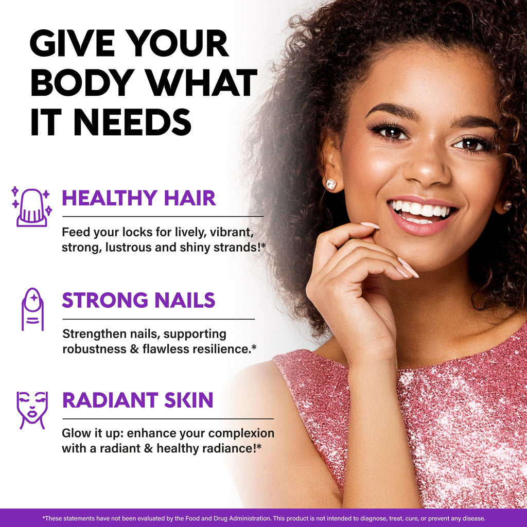 Biotin Gummies for Hair Growth Support - for Women & Men - Berry, Pack of 2 | Biotin 10000mcg, Collagen, Keratin, Hyaluronic Acid, B-Complex, Saw Palmetto - Hair, Skin & Nail Strengt Support - Sugar-Free