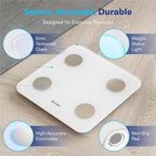 Alcedo Smart Body Fat Scale, Color-Changing Scale, Bluetooth, White