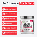 SteelFit Creapure Pure Creatine Monohydrate Powder, Watermelon, 30 Servings | Flavored Creatine Gym Workout Supplements for Lean Muscle Gain, Brain Health, & Strength Building - For Men & Women