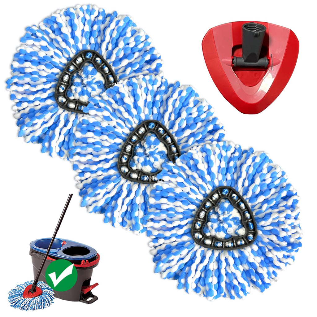 3 Heads + Base Spin Mop Replacement Head for Cedar RinseClean 2-Tank System