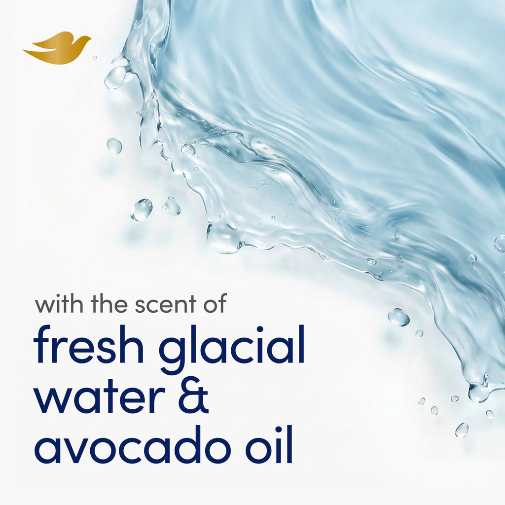 Dove Beauty Bar Soap , Glacial Water & Avocado Oil, I 6 Count 3.75 oz | Hydrating beauty bar with glacial water and avocado oil for refreshed, soft and healthy-looking skin
