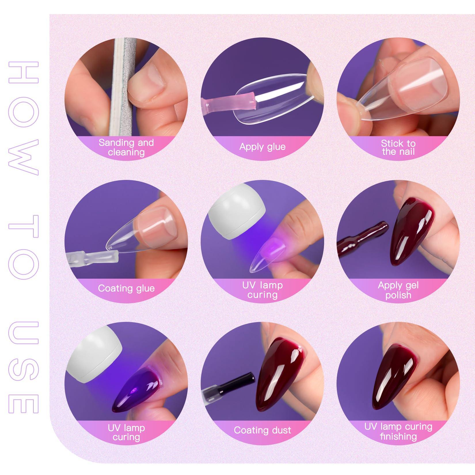UV Nail Lamp - UV Light for Gel Nails, Flash Cure Lamp | LED Gooseneck Flash Cure Lamp for Nails, Manicure Dryer Black Light with Clamp, 365+395nm 5V 3W 4 Levels Dimming White