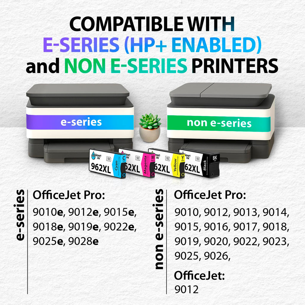 Smart Ink Remanufactured Ink Cartridges Replacement for HP 962XL 962 XL Combo Pack (962XL Black, Cyan, Magenta, Yellow) to use with OfficeJet Pro 9015e 9018e 9025e 9012e 9015 9010 9012 9018 9020 9025