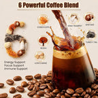 Mushroom Coffee, 2000mg Organic Instant Coffee with 6 Adaptogenic Mushrooms (Lion’s Mane & Turkey Tail), with MCT Oil & Coconut, for Focus, Energy, Digestion & Immune Support, 30 Servings