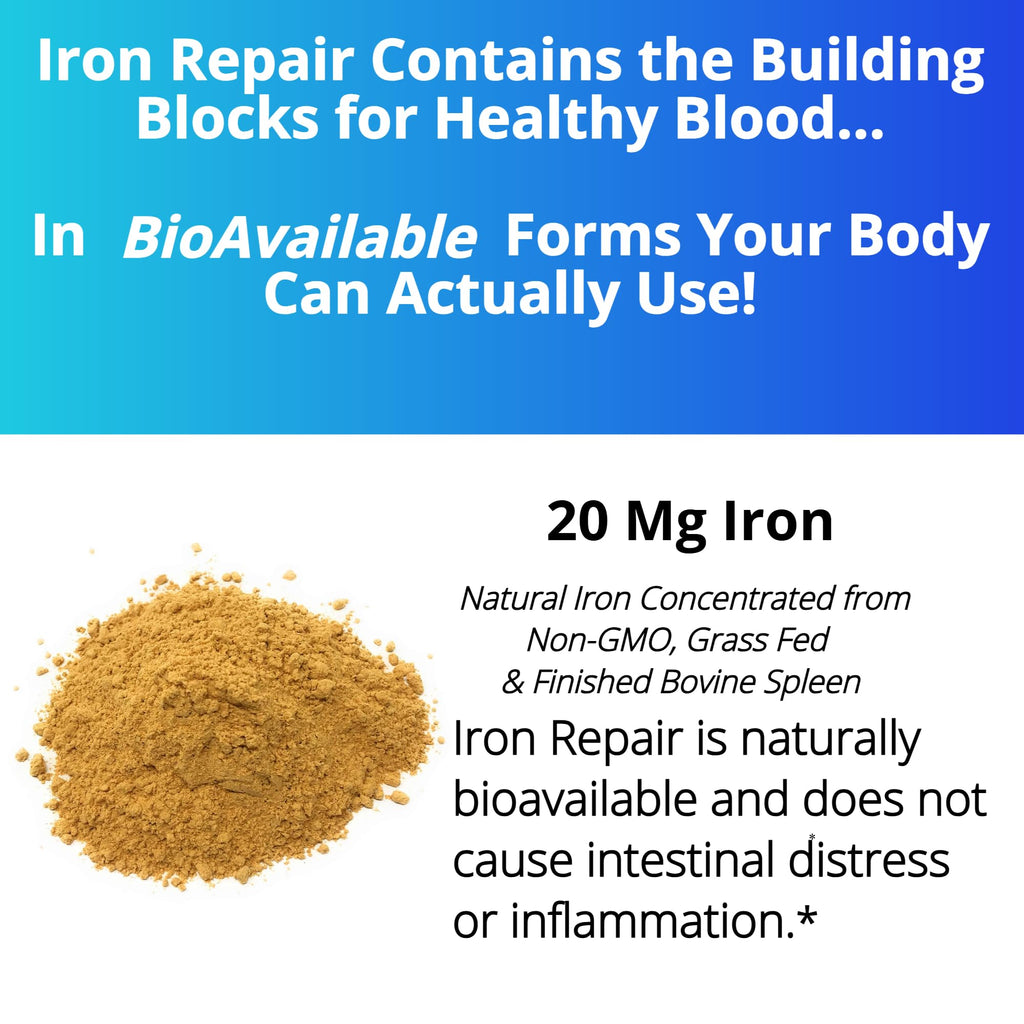 Iron Repair Simply Natural Iron Supplement for Women Men Teens, 90 Capsules | Best absorption, gentle on stomach, Monash Low FODMAP, supports raise Hemoglobin & Ferritin for women, men, teens & pregnancy
