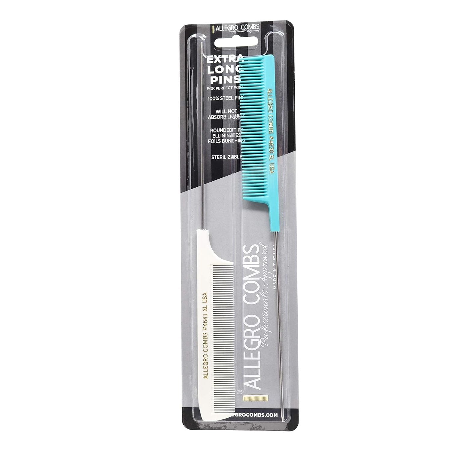 Buy now Allegro XL Pintail Rat Tail & Parting Combs - Metal Tail Foiling & Pin Combs (2 Pc. AQUA & WHITE) AQUA & WHITE at indiglob india
