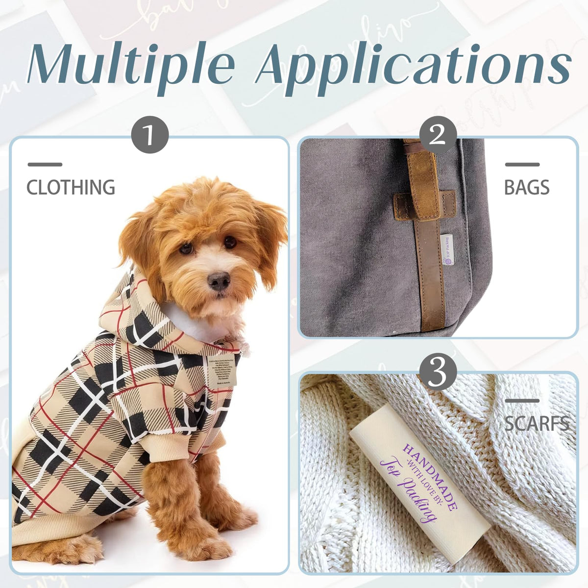 50-500pcs Custom 100% Cotton Clothing Labels Tags,Personalized Fabric Tags for Clothing,Custom Fabric Labels for Handmade Items,Single-Color Printing,Pre-Cut or Ribbon Roll - 2x5.7cm